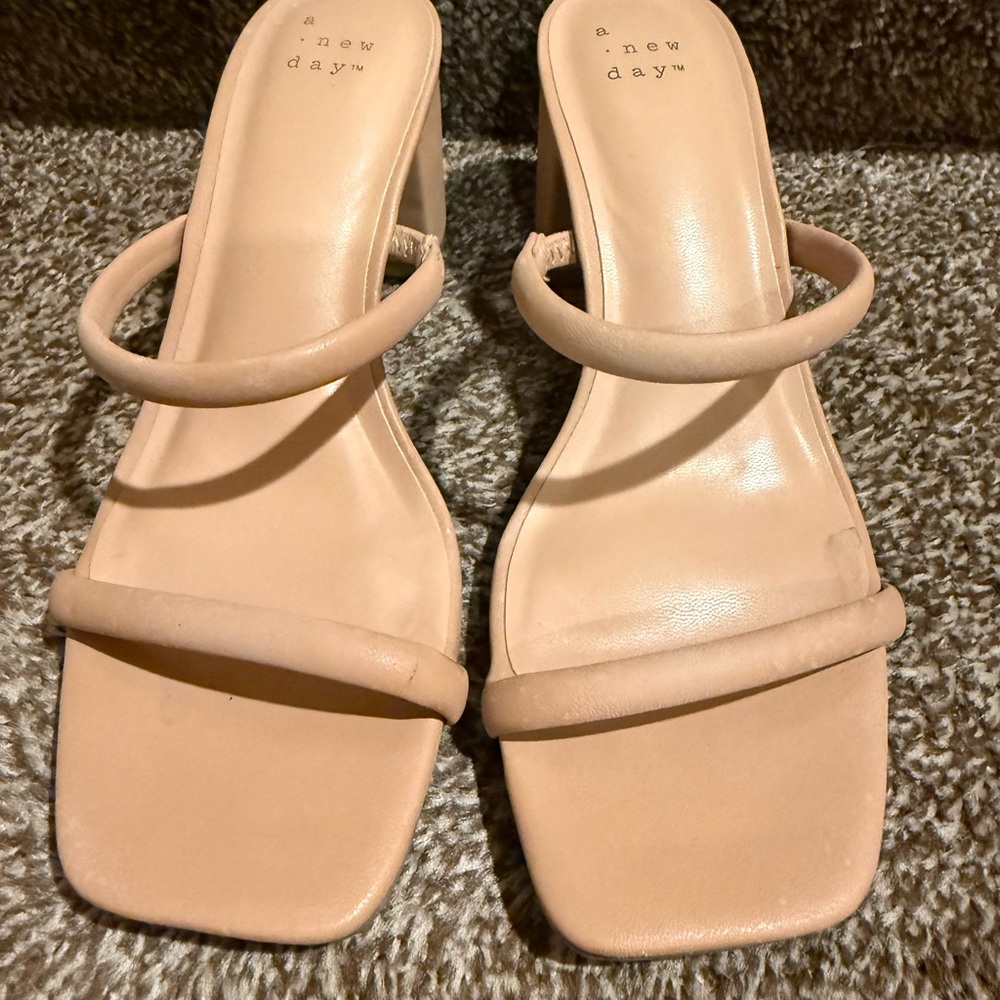 A New Day Tan Heeled Sandals Sleek Minimalist Design